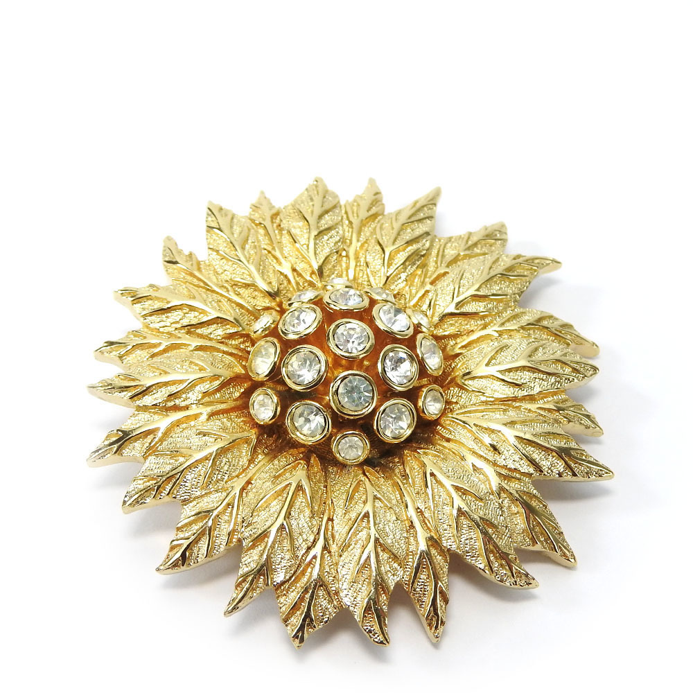 Dior Christian Dior Metal Brooch Gold Rhinestone Metal Brooch